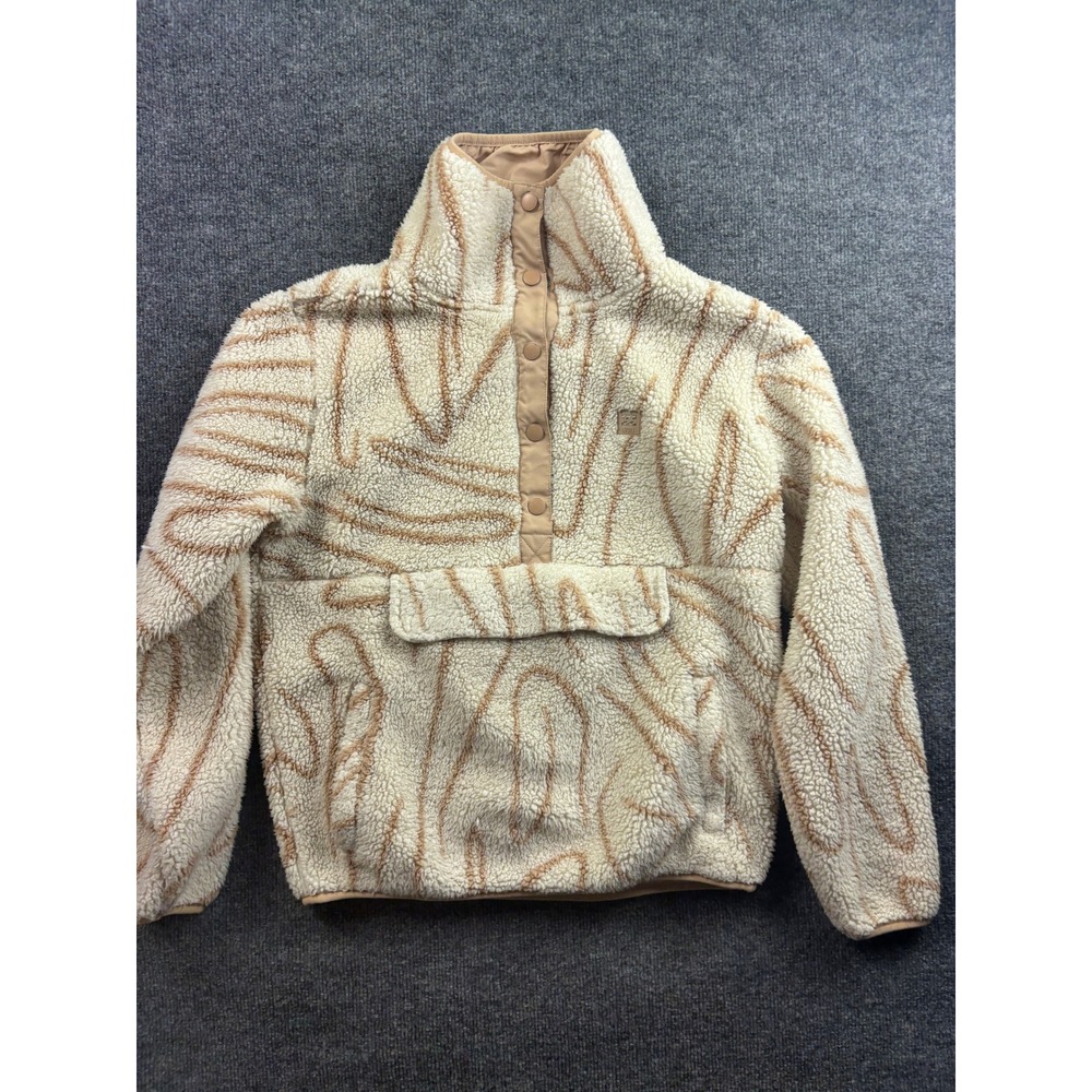 Billabong Adventure Division Fleece Women Medium Cream Tan Sherpa Pullover